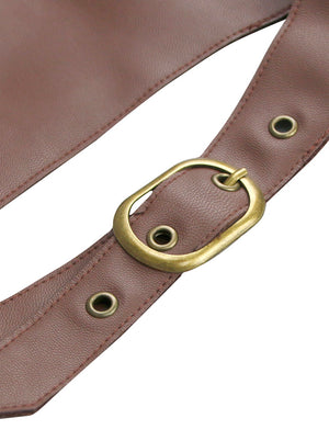 Accessoires pour femmes Harnais de corps en cuir synthétique polyuréthane réglable à bretelles évider sans cuissard Soutien-gorge Cage marron Vue détaillée