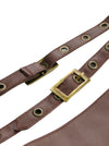 Women's Accessories Retro PU Leather Body Harness Adjustable Strappy Hollow Out Cupless Tank Cage Bra Brown Detail View