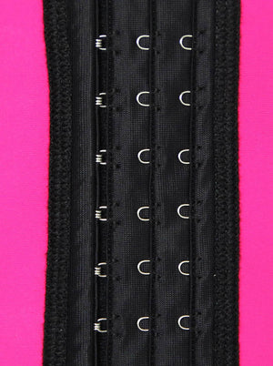 Women's Fashion Steel Boned Latex Waist Cincher Shapewear Corset Vest-Pink Detail View