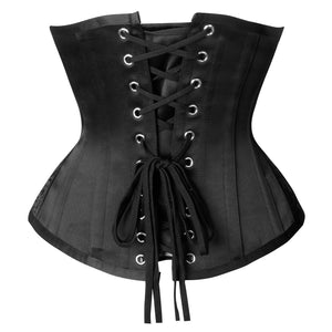 Steampunk Gothic Retro Classic Lace Up Underbust Steel Boned Hourglass Corset Top Back View