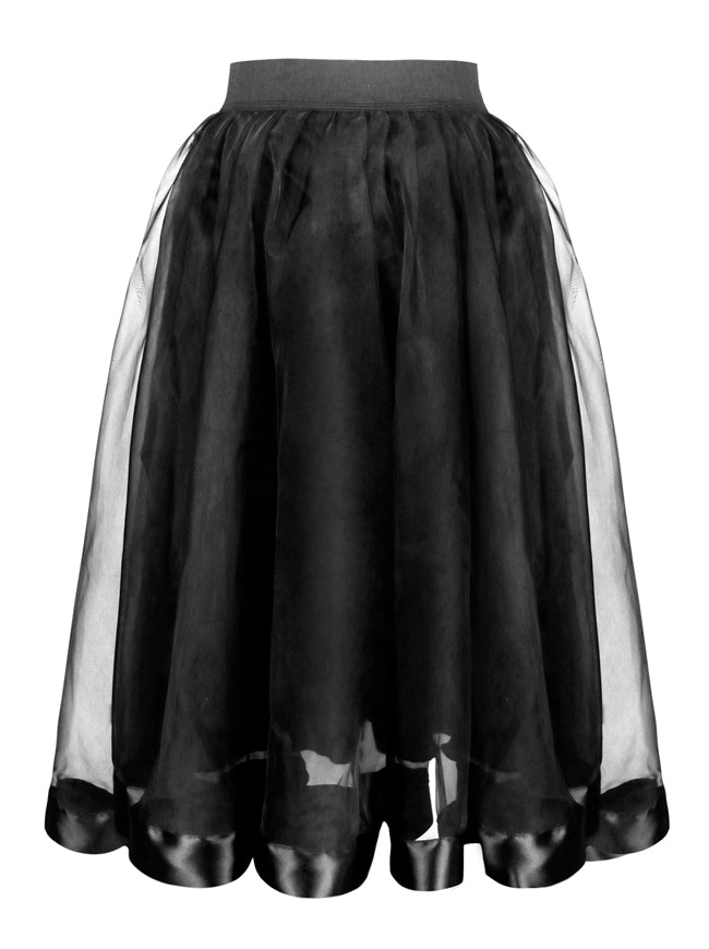 Smooth Layered High Waist Knee Length Circle Skater Gothic Skirt
