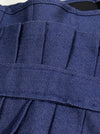 Women's Vintage Denim Effect Pleated Jeans Waist Training Underbust Corset Blue Detail View