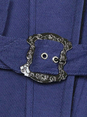 مشد نسائي ريترو دينم بتصميم كاوبوي بإبزيم تحت الصدر باللون الأزرق