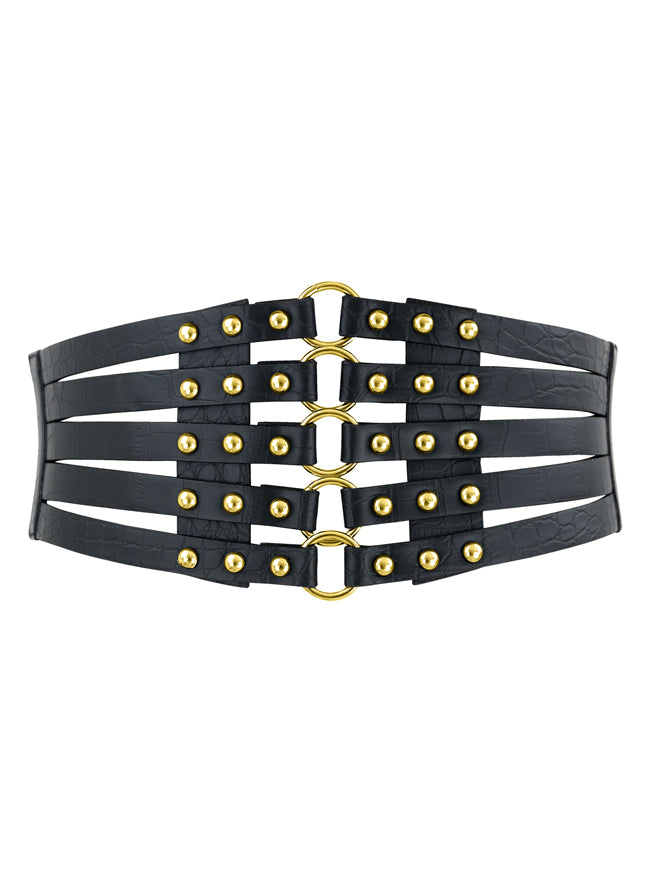 Vintage Fashion Faux Leather Rivet Elastic Waist Cinch Belt