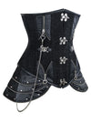 Classics Gothic Floral Brocade Chain Zipper Decorated Corset Black