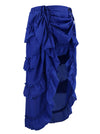 Women's Victorian Cyberpunk High Low Ruffle Party Skirt Blue Side View
