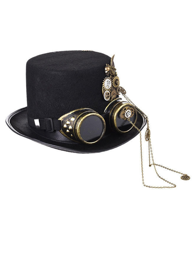 Steampunk Top Hat Goggles Gears Chain Deluxe Cosplay Costume Accessory