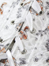 Vintage Rockabilly Burlesque Brocade Punk Plastic Boned Waist Cincher Overbust Corset Tops Detail View