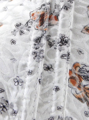 Burlesque White Cheap Women Wedding Bustier Floral Printed Bridal Bridesmaid Overbust Corset Tops Detail View