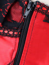 Women's Steampunk Halter Satin Lace Boned Cosplay Bustier Corset Lingerie Top with Straps Red Detail View