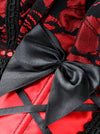 Mode féminine licou Satin dentelle mariage désossé Bustier de mariée Corset Saint-Valentin Lingerie Top avec bretelles rouge vue de détail