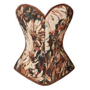 Orta əsr Viktoriya İntibahı Vintage Korset Sweetheart Overbust Üst Ön Görünüş