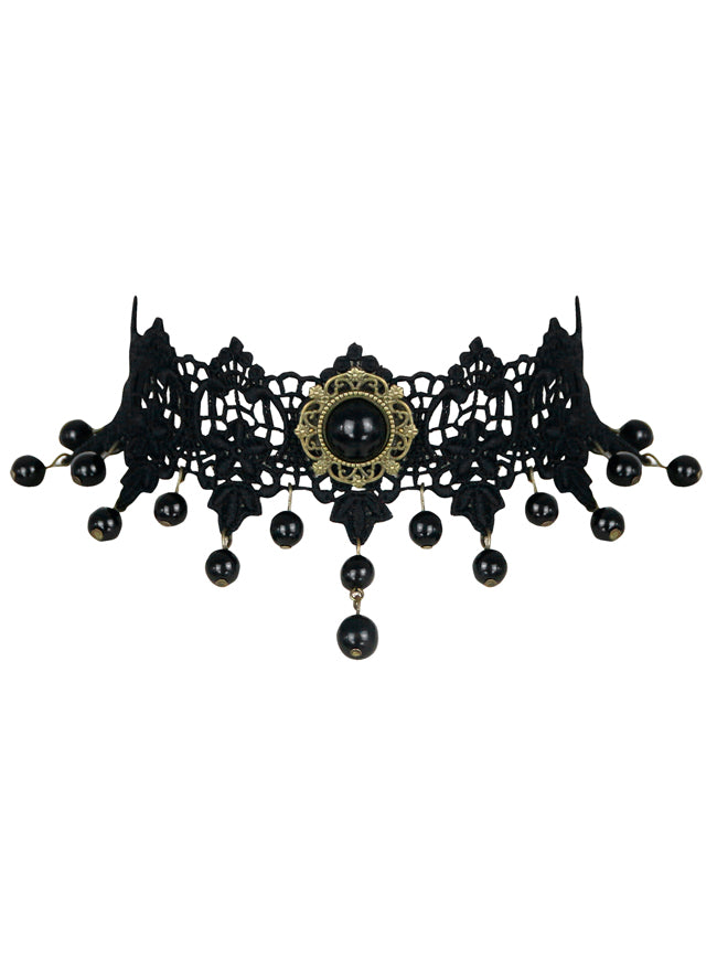 Steampunk Accessories Costume Cosplay Lace Choker Beads Chain Decorative Necklace
