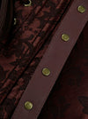 Women's Hot Sale Steel Boned Faux Leather Jacquard Cosplay Corset with Shrug Brown Detail View