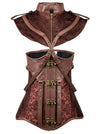 Steampunk Faux Leather Jacquard Underbust Corset with Shrug Main View
