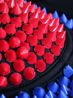 Women's High Quality Studded Rivet Clubwear Bustier Bras Top Red/Blue Detail View