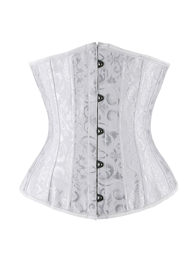 Gothic Renaissance Floral Brocade Busk Closure and Back Lace Up Corset