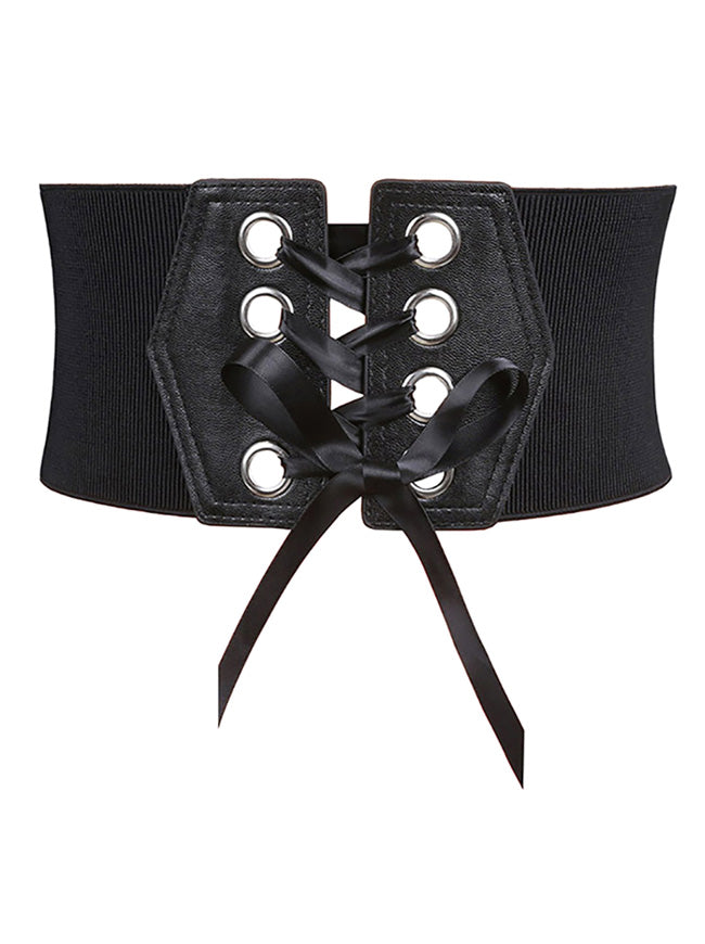 Fashion Leather Lace-up Elastic Wide Waist Corset Belt
