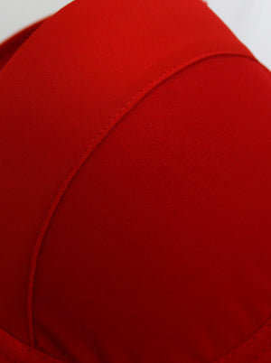 Spaghetti Straps Breathable B Cup Bustier Crop Top Clubwear Red Detail View