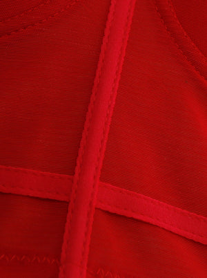 Spagettihihnat hengittävä muovinen luuton Bustier Crop Top punainen yksityiskohdat