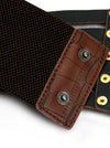 Steampunk Retro Adjustable Faux Leather Rivet Elastic Waist Cinch Belt Detail View