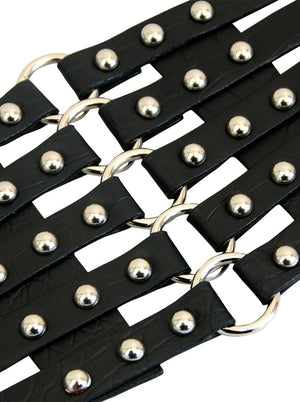 Vintage Old Fashion Personable Leather Stretch Rivets High Waist belt Detail View
