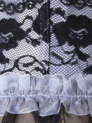 Vintage Floral Lace Trim Plastic Boned Underbust Waist Training Corset Detail View