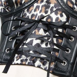 Adjustable Gothic PU Leather Corset Bustier Crop Top Bra Detail View