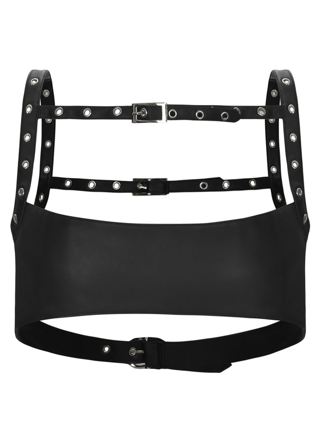 Real Leather Studded Strappy Bralette