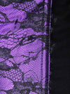 Women's Fashion Lace Satin Ruffles Trim Halloween Overbust Corset with Garters Purple Detail View