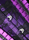 Women's Gothic Lace Satin Ruffles Trim Short Torso Corset with Garters Purple Detail View