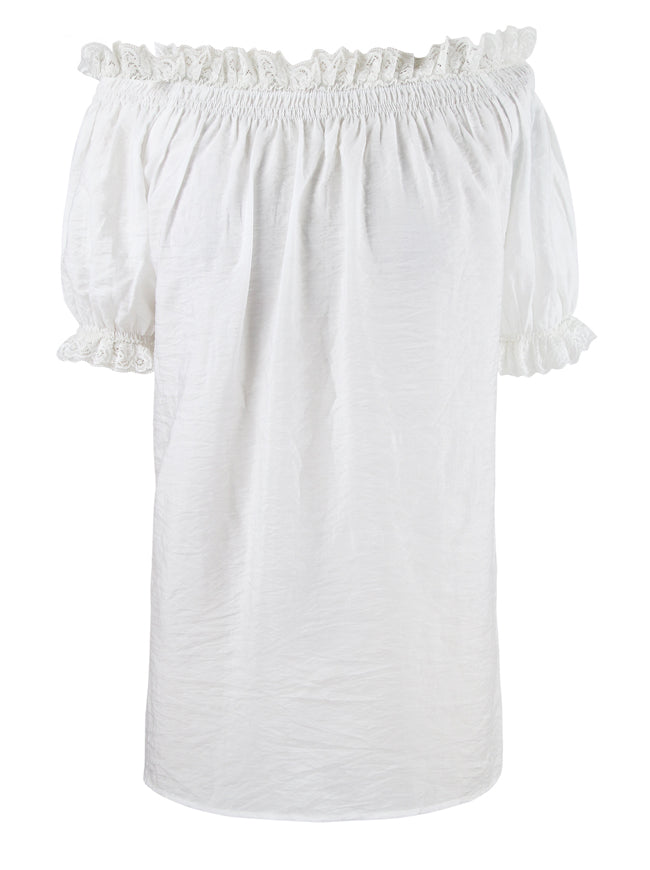 Cotton Off Shoulder Short Sleeves Peasant Tops Blouse Shirt