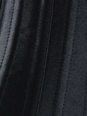 Mode Féminine 26 Spirale Acier Désossé Lacets Satin Underbust Taille Corset Entraînement Noir Vue Détaillée