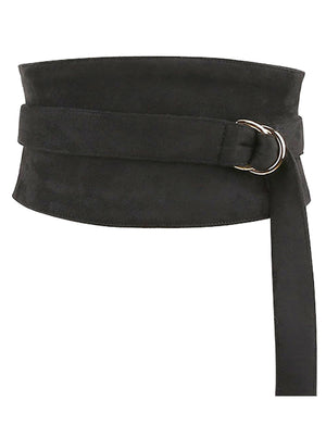 Casual Wide Faux Leather Suede Waist Belt Adjustable Waistband