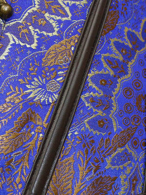 مشد نسائي من جلد الجاكار المصنوع من الجاكار المصنوع من الصلب القوطي مع فتحة خلفية باللون الأزرق