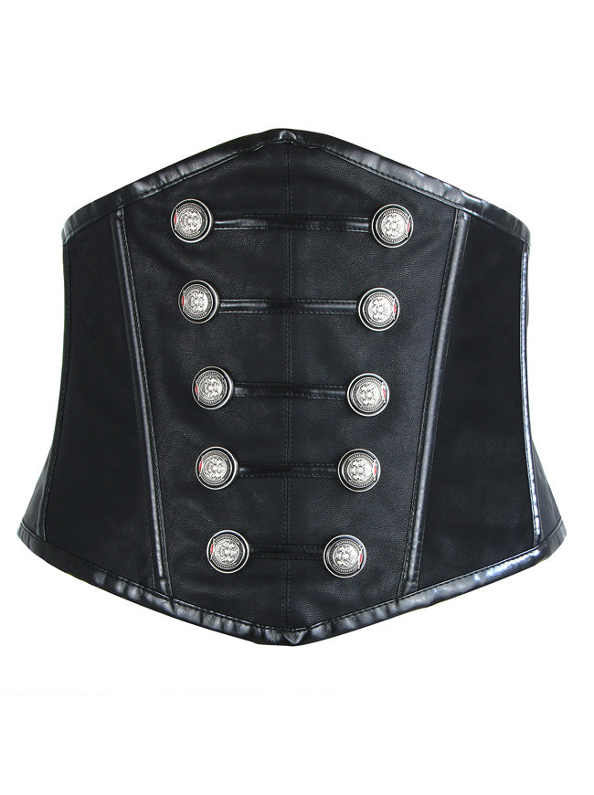 Steampunk Gothic Faux Leather Underbust Wide Corset Waist Belt Main View