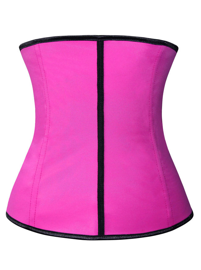 Hot Selling Vintage Casual All-match Lady Pink Latex Punk Strapless Waist Cincher Underbust Corset Tops Back View