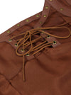 Women's Vintage Rivet Lace Up Sleeveless Patchwork Chiffon Crepe Juniors Blouse Top Brown Detail View
