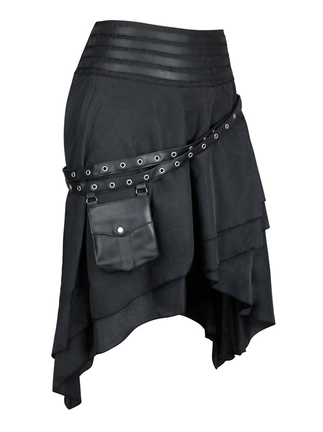 Steampunk Vintage Cyberpunk Pirate Skirt with Adjustable Pocket Belt