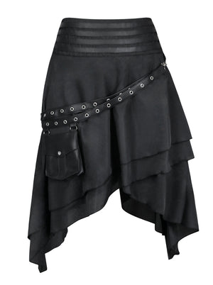 Steampunk Victorian Retro Multi Layered High Low Pirate Party Skirt