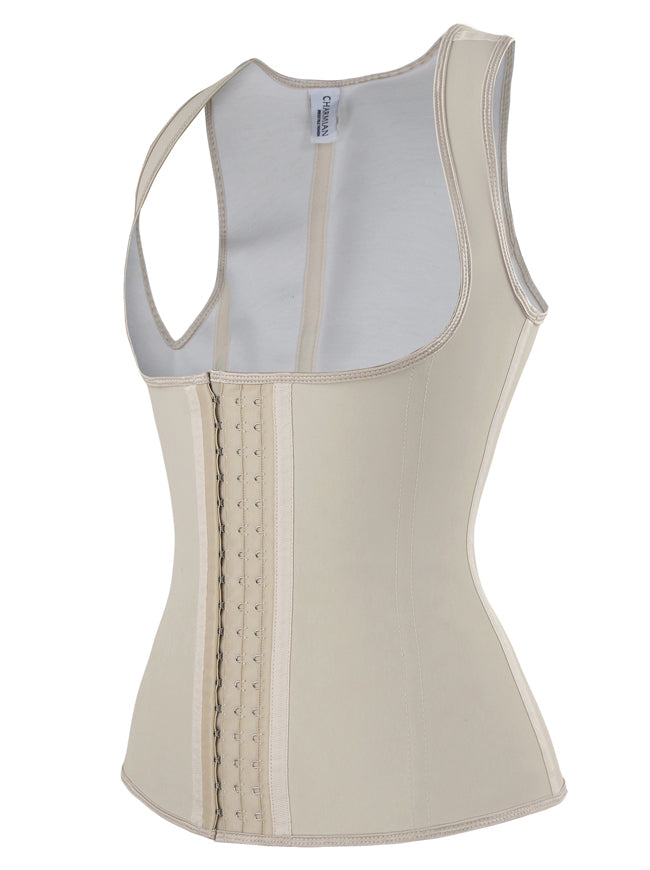 Classical High Quality Casual All-match Women Apricot Latex Waist Cincher Underbust Vest Corset Tops Side View