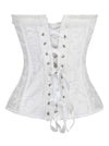 Fashion Elegant Women White Satin Steampunk Sweetheart Strapless Lace Up Overbust Corset Tops Back View