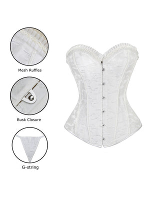 Vintage Palace Series Daily Wedding Steampunk Strapless Lace Up Body Shapewear Overbust Corset Tops Detail View