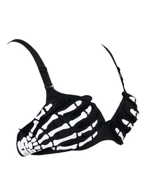 Sexy Skeleton Skull Hook and Eye Closure Wireless Bra Lingerie for Party