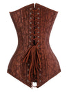 Elegant Classical Women Brown Brocade Steampunk Sweetheart Body Shapewear Overbust Corset Tops Back View
