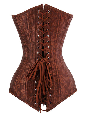 المرأة الكلاسيكية الأنيقة براون بروكيد Steampunk الحبيب ملابس داخلية الجسم مشد Overbust قمم العودة عرض