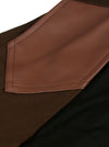 Men's Steampunk Victorian Faux Leather Clasp Closure Patchwork Waistcoat Vest