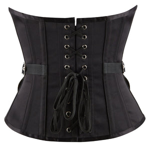Charming Female Solid Color Gothic Busk Closure Waist Training Corset Back View