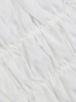 Mode féminine Renaissance épaules dénudées manches courtes volants chemisier chemise haut court blanc vue détaillée