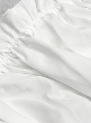 بلوزة نسائية أنيقة مكشوفة الأكتاف بأكمام قصيرة وكشكشة قميص قصير أبيض عرض التفاصيل